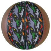 Farbiges Dinosaurier-Muster (dunkel) Basketball (Vertikal)