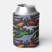 Farbiges Dinosaurier-Muster (dunkel) Dosenkühler (Kanne Vorderseite)