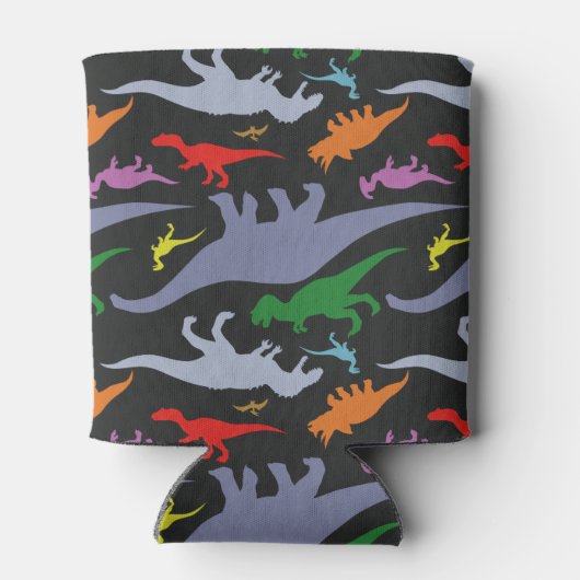 Farbiges Dinosaurier-Muster (dunkel) Dosenkühler (Rückseite)