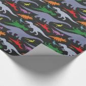 Farbiges Dinosaurier-Muster (dunkel) Geschenkpapier (Ecke)