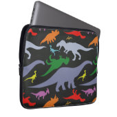 Farbiges Dinosaurier-Muster (dunkel) Laptopschutzhülle (Vorne Rechts)
