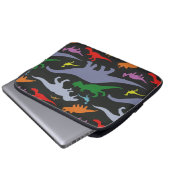 Farbiges Dinosaurier-Muster (dunkel) Laptopschutzhülle (Vorne Knopf)