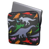 Farbiges Dinosaurier-Muster (dunkel) Laptopschutzhülle (Vorderseite Links)