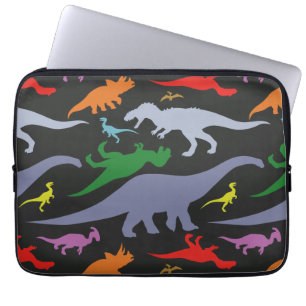 Farbiges Dinosaurier-Muster (dunkel) Laptopschutzhülle