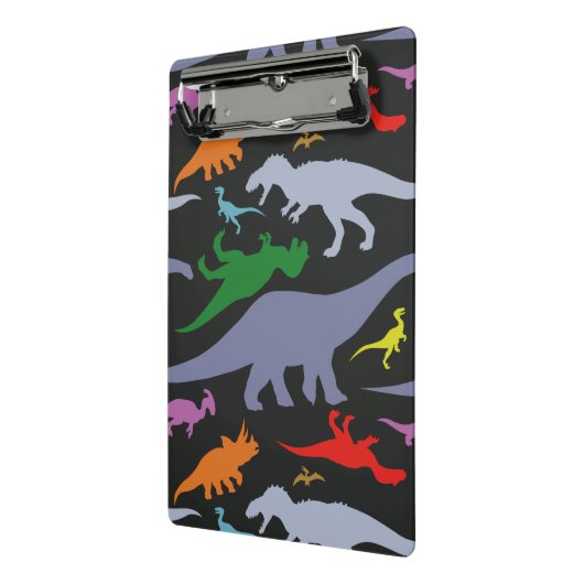 Farbiges Dinosaurier-Muster (dunkel) Mini Klemmbrett (Gewinkelt2)