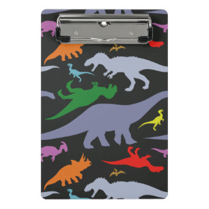 Farbiges Dinosaurier-Muster (dunkel) Mini Klemmbrett