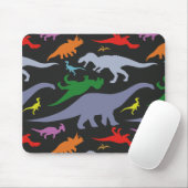 Farbiges Dinosaurier-Muster (dunkel) Mousepad (Mit Mouse)