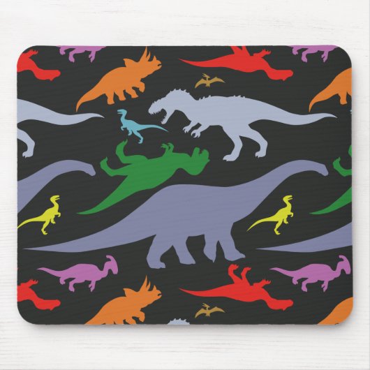 Farbiges Dinosaurier-Muster (dunkel) Mousepad (Vorne)