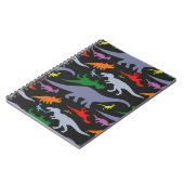Farbiges Dinosaurier-Muster (dunkel) Notizblock (Linke Seite)
