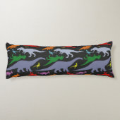 Farbiges Dinosaurier-Muster (dunkel) Seitenschläferkissen (Rückseite)