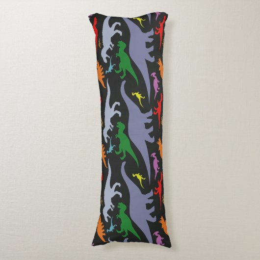Farbiges Dinosaurier-Muster (dunkel) Seitenschläferkissen (Vorderseite Vertikal)