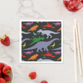Farbiges Dinosaurier-Muster (dunkel) Serviette (Beispiel)