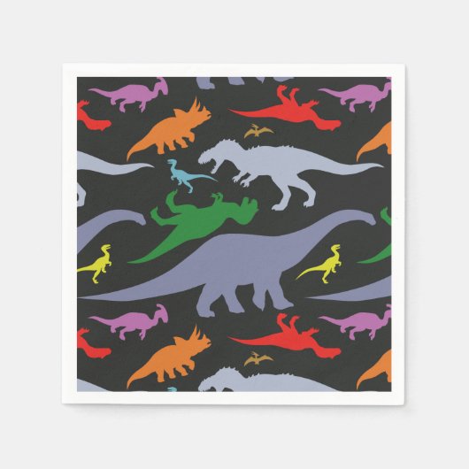 Farbiges Dinosaurier-Muster (dunkel) Serviette (Vorderseite)