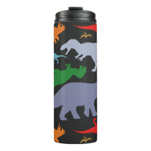Farbiges Dinosaurier-Muster (dunkel) Thermosbecher
