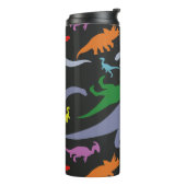 Farbiges Dinosaurier-Muster (dunkel) Thermosbecher (Nach links gedreht)