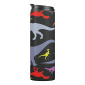 Farbiges Dinosaurier-Muster (dunkel) Thermosbecher (Nach rechts gedreht)