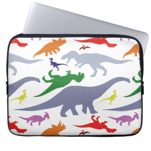 Farbiges Dinosaurier-Muster (Hell) Laptopschutzhülle