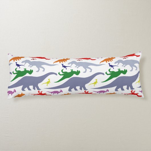 Farbiges Dinosaurier-Muster (Licht) Seitenschläferkissen (Rückseite)
