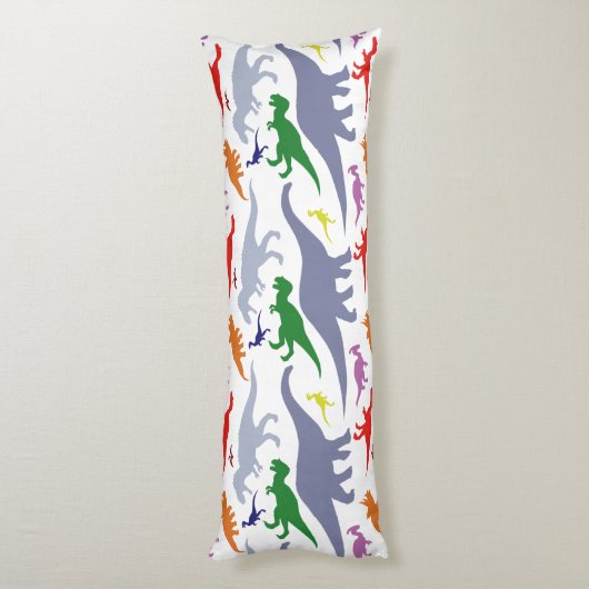 Farbiges Dinosaurier-Muster (Licht) Seitenschläferkissen (Rückseite (Vertikal))