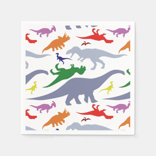 Farbiges Dinosaurier-Muster (Licht) Serviette (Vorderseite)