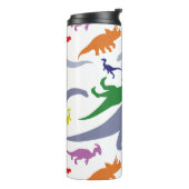Farbiges Dinosaurier-Muster (Licht) Thermosbecher (Nach links gedreht)