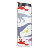 Farbiges Dinosaurier-Muster (Licht) Thermosbecher (Nach rechts gedreht)