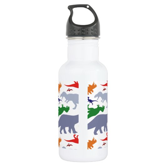 Farbiges Dinosaurier-Muster (Licht) Trinkflasche (Rückseite)