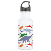 Farbiges Dinosaurier-Muster (Licht) Trinkflasche (Vorderseite)