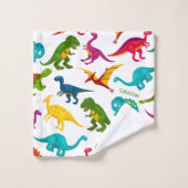 Farbiges Dinosaurier-Muster mit dem Namen T-Rex Gr Badhandtuch Set (Waschlappen)