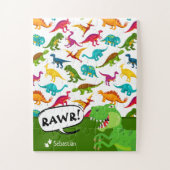Farbiges Dinosaurier-Muster mit dem Namen T-Rex Gr Puzzle (Vertikal)