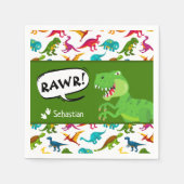 Farbiges Dinosaurier-Muster mit dem Namen T-Rex Gr Serviette (Vorderseite)