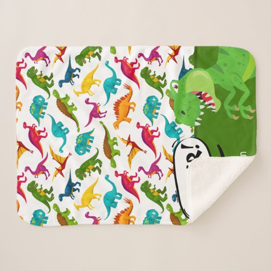 Farbiges Dinosaurier-Muster mit dem Namen T-Rex Gr Sherpadecke (Vorderseite (Horizontal))