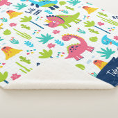 Farbiges Dinosaurier-Muster mit Kindernamen Sherpadecke (3/4)