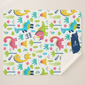 Farbiges Dinosaurier-Muster mit Kindernamen Sherpadecke (Vorderseite (Horizontal))