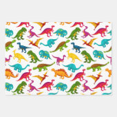 Farbiges Dinosaurier-Muster mit Namen Geschenkpapier Set (Vorderseite)