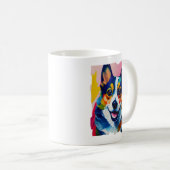Farbiges Dog-Portrait - Corgi-Malerei Kaffeetasse (VorderseiteRechts)