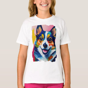 Farbiges Dog-Portrait - Corgi-Malerei T-Shirt