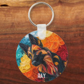 Farbiges Dog Portrait Schlüsselanhänger (Rückseite)