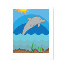 Farbiges Dolphin Poster für das Kinderzimmer