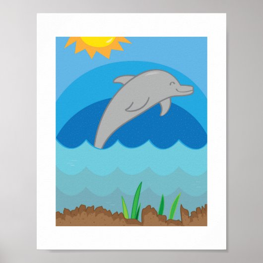 Farbiges Dolphin Poster für das Kinderzimmer (Vorne)