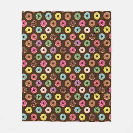 Farbiges Donut Muster in Schokolade Fleecedecke (Vorderseite)