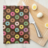 Farbiges Donut Muster in Schokolade Geschirrtuch (Viertel Falte)