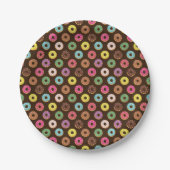 Farbiges Donut Muster in Schokolade Pappteller (Vorderseite)