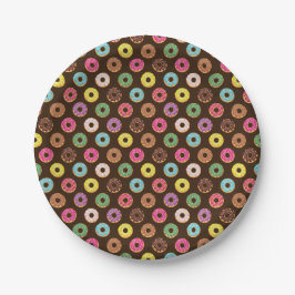 Farbiges Donut Muster in Schokolade Pappteller