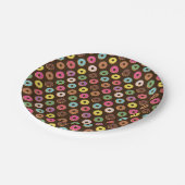 Farbiges Donut Muster in Schokolade Pappteller (Schrägansicht)