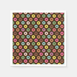 Farbiges Donut Muster in Schokolade Serviette