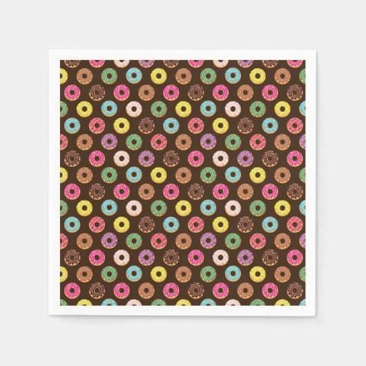 Farbiges Donut Muster in Schokolade Serviette (Vorderseite)
