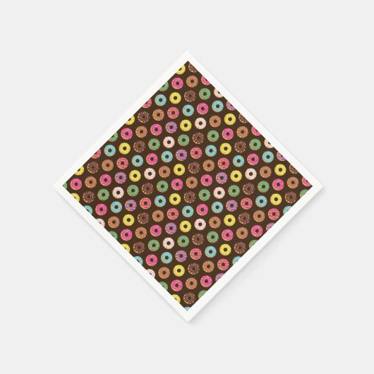 Farbiges Donut Muster in Schokolade Serviette (Ecke)