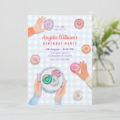 farbiges Donut-Party Einladung (Stehend Vorderseite)