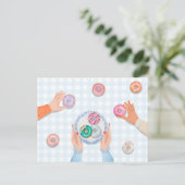 farbiges Donut-Party Postkarte (Stehend Vorderseite)